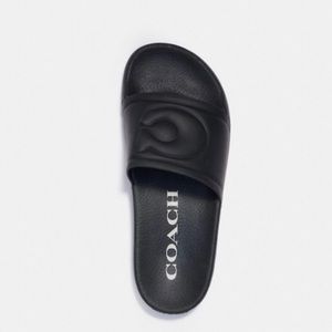 COACH Black Logo ULLA Slip On Slides Sandals